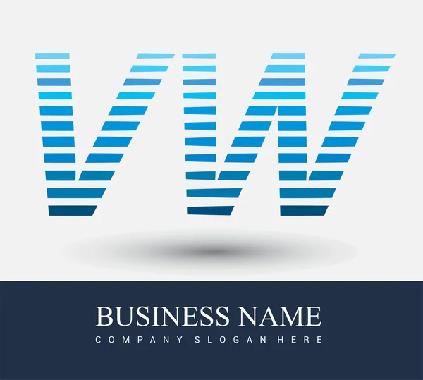 Första Bokstaven Logotyp Färgad Blå Med Randig Kompott Vector Logotyp — Stock vektor