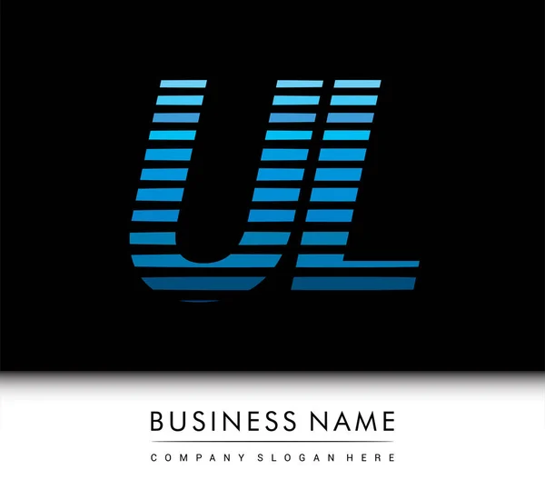 Logo Iniziale Lettera Colorato Blu Con Compotition Strisce Elementi Modello — Vettoriale Stock