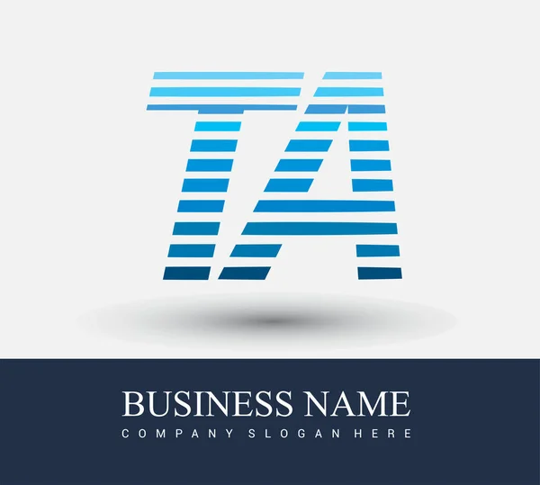 Logotipo Letra Inicial Colorido Azul Com Composição Listrada Elementos Modelo — Vetor de Stock