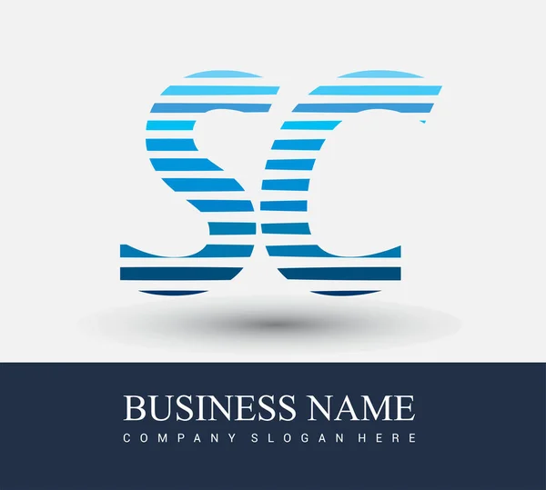 Anfangsbuchstabe Logo Farbig Blau Mit Gestreifter Zusammensetzung Vector Logo Design — Stockvektor