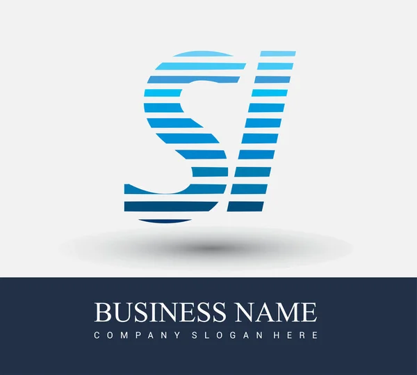 初始字母标识Si蓝色 带有条纹组合 向量标识为您的业务或公司标识设计模板元素 — 图库矢量图片