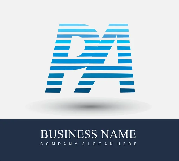 初始字母标识Pa蓝色 带有条纹组合 向量标识为您的业务或公司标识设计模板元素 — 图库矢量图片