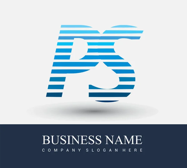 Första Bokstaven Logotyp Färgad Blå Med Randig Compotition Vector Logotyp — Stock vektor
