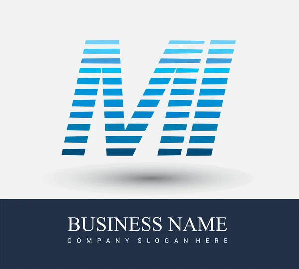 Lettre Initiale Logo Bleu Coloré Avec Compotition Rayée Éléments Modèle — Image vectorielle
