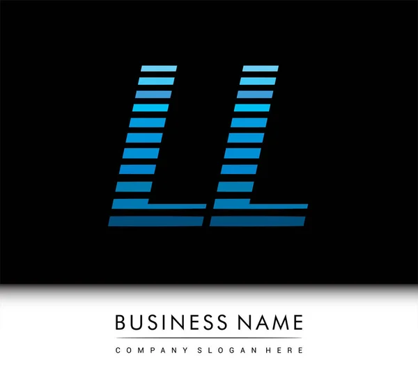 Logotipo Letra Inicial Colorido Azul Com Composição Listrada Vector Logotipo — Vetor de Stock