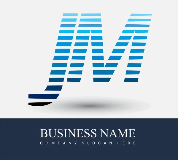 Anfangsbuchstabe Logo Blau Gefärbt Mit Gestreifter Zusammensetzung Vector Logo Design — Stockvektor