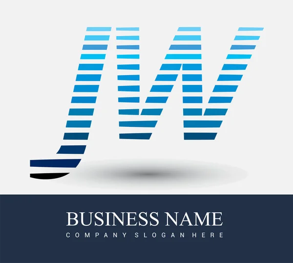 Logotipo Carta Inicial Colorido Azul Com Composição Listrada Vector Logotipo —  Vetores de Stock