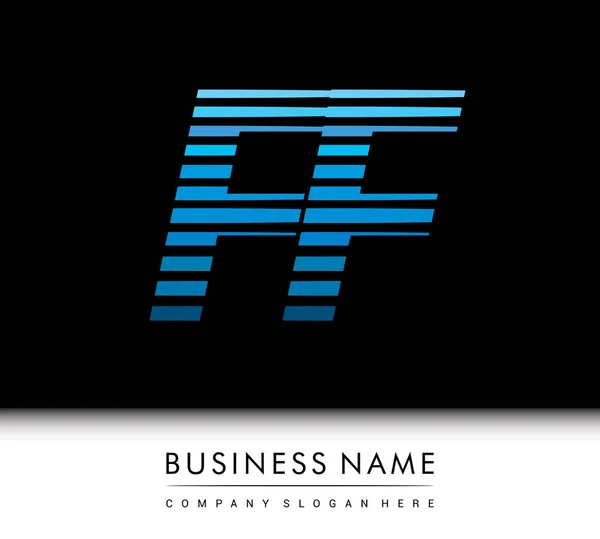 Logotipo Inicial Color Azul Con Composición Rayas Elementos Plantilla Diseño — Vector de stock