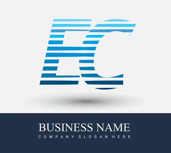 Logotipo Inicial Letra Color Azul Con Composición Rayas Elementos Plantilla — Vector de stock