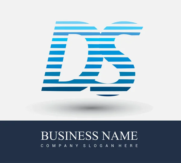 Logotipo Carta Inicial Colorido Azul Com Composição Listrada Vector Logotipo —  Vetores de Stock