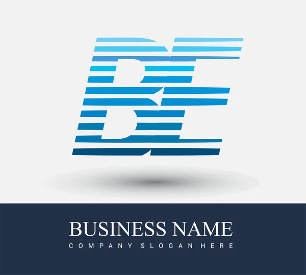 Anfangsbuchstabe Logo Blau Gefärbt Mit Gestreifter Zusammensetzung Vector Logo Design — Stockvektor