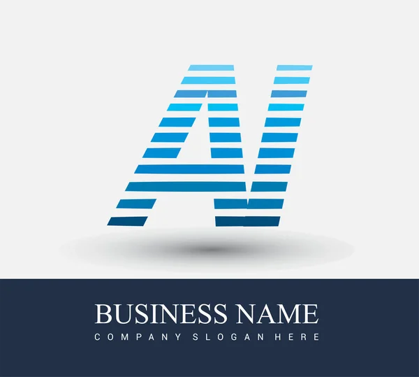 Logotipo Letra Inicial Colorido Azul Com Composição Listrada Elementos Modelo —  Vetores de Stock
