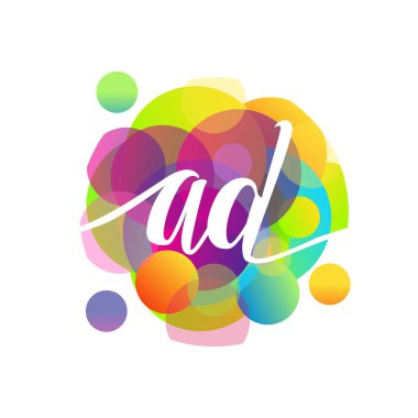 Renkli arkaplanı olan AD harfi logosu, yaratıcı endüstri, web, iş ve şirket için harf kombinasyonu tasarımı.