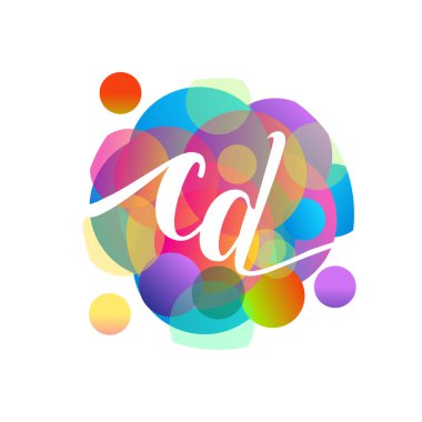 Renkli sıçrama arkaplanı olan CD logosu, yaratıcı endüstri, web, iş ve şirket için harf birleşimi logosu tasarımı.