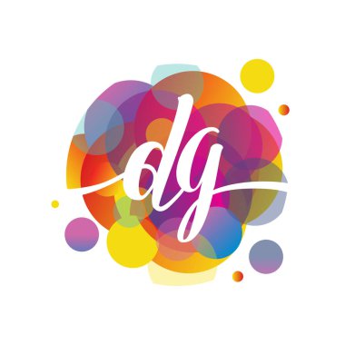 Renkli bir arka planı olan DG logosu, yaratıcı endüstri, web, iş ve şirket için harf kombinasyonu tasarımı.