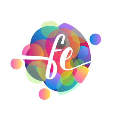 Renkli arkaplanı olan FE harfi logosu, yaratıcı endüstri, web, iş ve şirket için harf kombinasyonu tasarımı.