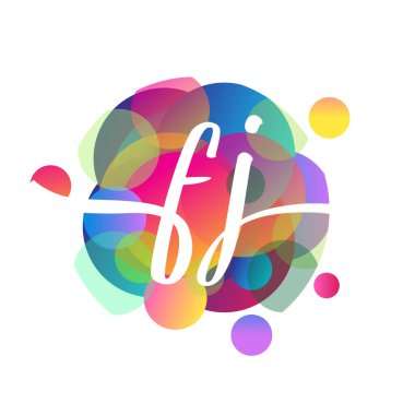 FJ harfi logosu rengarenk arka plan, yaratıcı endüstri, web, iş ve şirket için harf kombinasyonu tasarımı.