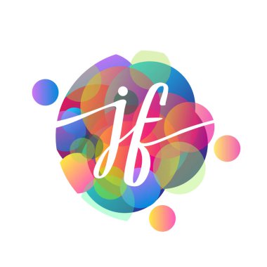 Letter JF logo with colorful splash background, letter combination logo design for creative industry, web, business and company. vector