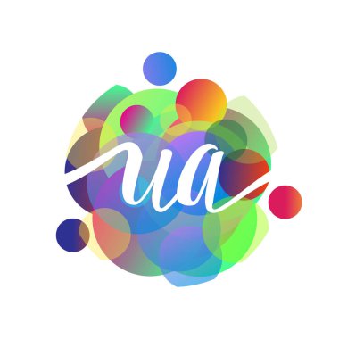 Renkli arka planlı UA logosu, yaratıcı endüstri, web, iş ve şirket için harf kombinasyonu tasarımı.