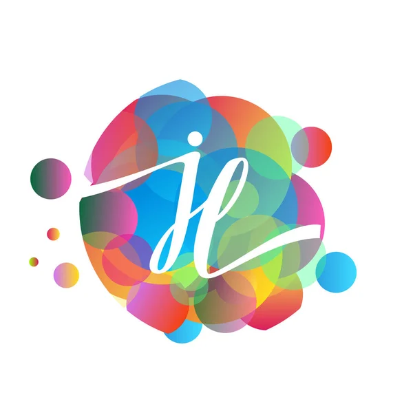 カラフルなスプラッシュ背景を持つ文字Jlのロゴ クリエイティブ産業 ウェブ ビジネスや企業のための文字の組み合わせのロゴデザイン — ストックベクタ