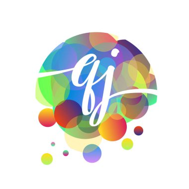 Renkli arkaplanı olan QJ logosu, yaratıcı endüstri, web, iş ve şirket için harf kombinasyonu tasarımı.