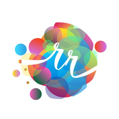 RR harfi logosu rengarenk arka plan, yaratıcı endüstri, web, iş ve şirket için harf kombinasyonu tasarımı.