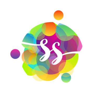 Renkli arka planlı SS logosu, yaratıcı endüstri, web, iş ve şirket için harf kombinasyonu tasarımı.