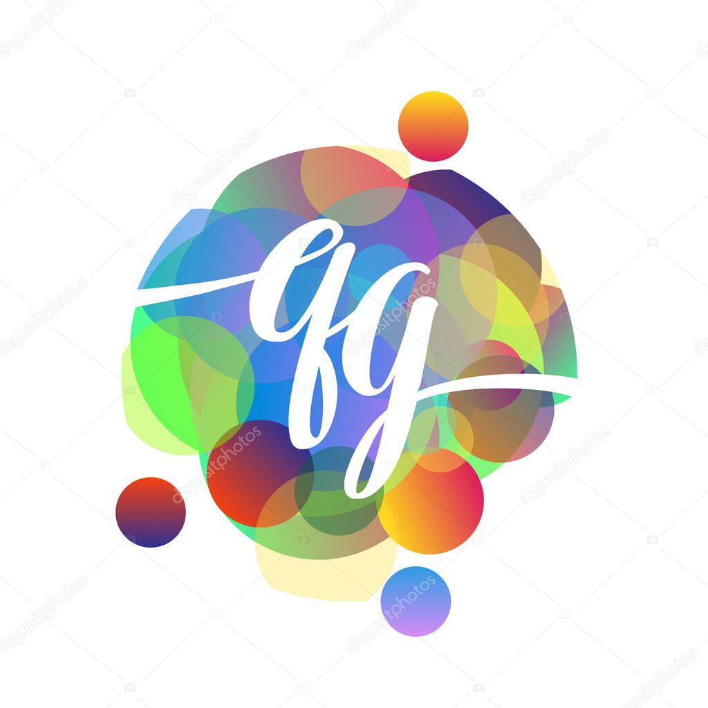 Letter QG logo with colorful splash background, letter combination logo design for creative industry, web, business and company.