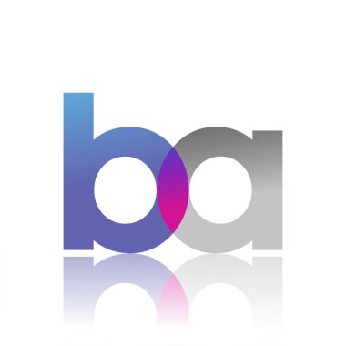 Initial Letter BA Lowercase overlap Logo Blue, pink and grey, Modern and Simple Logo Design.