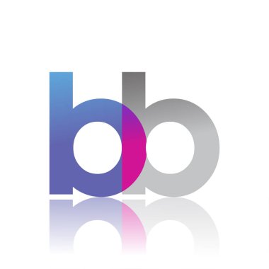 Initial Letter BB Lowercase overlap Logo Blue, pink and grey, Modern and Simple Logo Design.