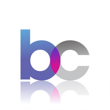 Initial Letter BC Lowercase overlap Logo Blue, pink and grey, Modern and Simple Logo Design.
