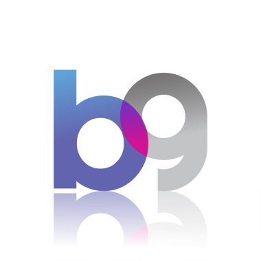 Initial Letter BG Lowercase overlap Logo Blue, pink and grey, Modern and Simple Logo Design.