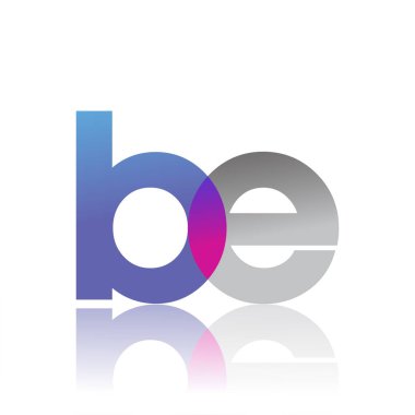 Initial Letter BE Lowercase overlap Logo Blue, pink and grey, Modern and Simple Logo Design.