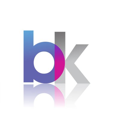 Initial Letter BK Lowercase overlap Logo Blue, pink and grey, Modern and Simple Logo Design.