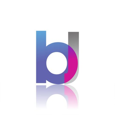 Initial Letter BJ Lowercase overlap Logo Blue, pink and grey, Modern and Simple Logo Design.