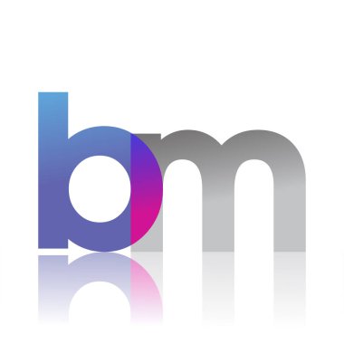 Initial Letter BM Lowercase overlap Logo Blue, pink and grey, Modern and Simple Logo Design.