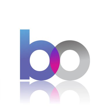 Initial Letter BO Lowercase overlap Logo Blue, pink and grey, Modern and Simple Logo Design.