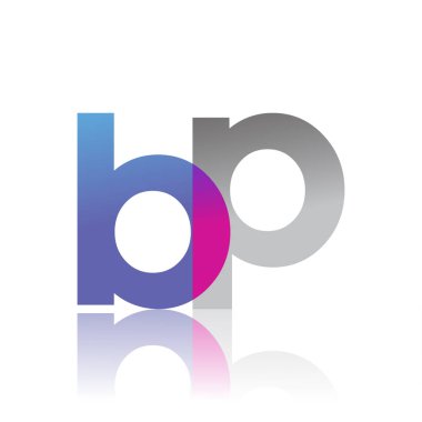 Initial Letter BP Lowercase overlap Logo Blue, pink and grey, Modern and Simple Logo Design.