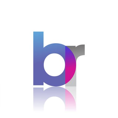 Initial Letter BR Lowercase overlap Logo Blue, pink and grey, Modern and Simple Logo Design.