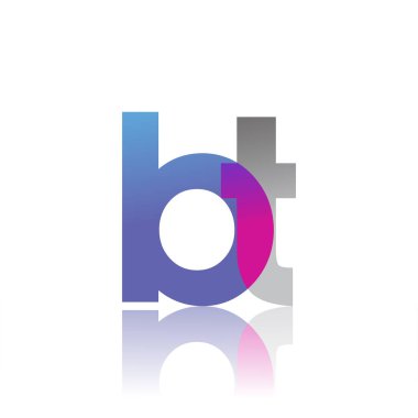 Initial Letter BT Lowercase overlap Logo Blue, pink and grey, Modern and Simple Logo Design.