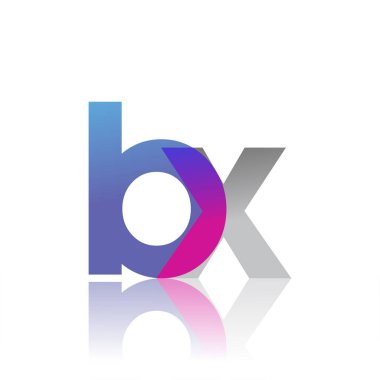 Initial Letter BX Lowercase overlap Logo Blue, pink and grey, Modern and Simple Logo Design.