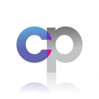 Initial Letter CP Lowercase overlap Logo Blue, pink and grey, Modern and Simple Logo Design.