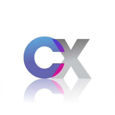 Initial Letter CX Lowercase overlap Logo Blue, pink and grey, Modern and Simple Logo Design.