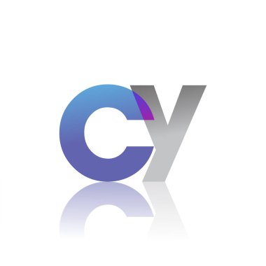 Initial Letter CY Lowercase overlap Logo Blue, pink and grey, Modern and Simple Logo Design.