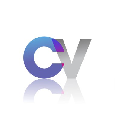 Initial Letter CV Lowercase overlap Logo Blue, pink and grey, Modern and Simple Logo Design.