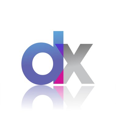 Initial Letter DX Lowercase overlap Logo Blue, pink and grey, Modern and Simple Logo Design.