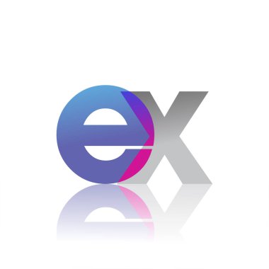 Initial Letter EX Lowercase overlap Logo Blue, pink and grey, Modern and Simple Logo Design.