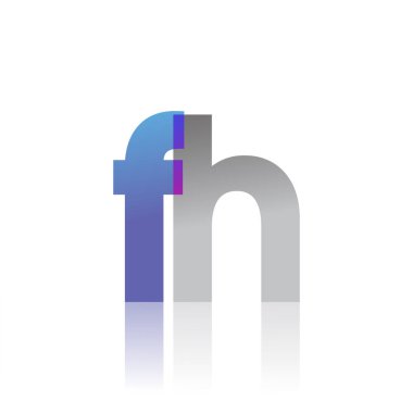 Initial Letter FH Lowercase overlap Logo Blue, pink and grey, Modern and Simple Logo Design.