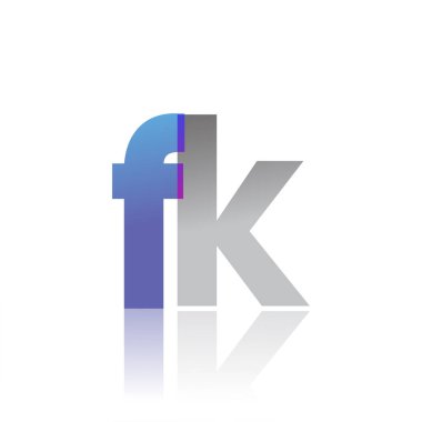 Initial Letter FK Lowercase overlap Logo Blue, pink and grey, Modern and Simple Logo Design.