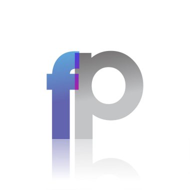 Initial Letter FP Lowercase overlap Logo Blue, pink and grey, Modern and Simple Logo Design.